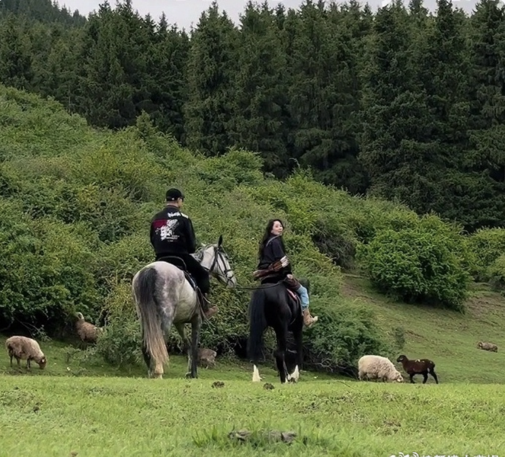 偶遇汪峰和新女友骑马：森林北马上射箭，内娱没几个人比他风光了  第2张