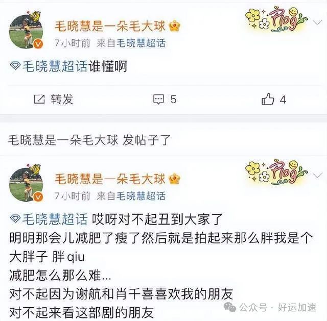 毛晓慧发11条动态回应仙剑四：我丑到大家了，又哭又笑疑心态崩了