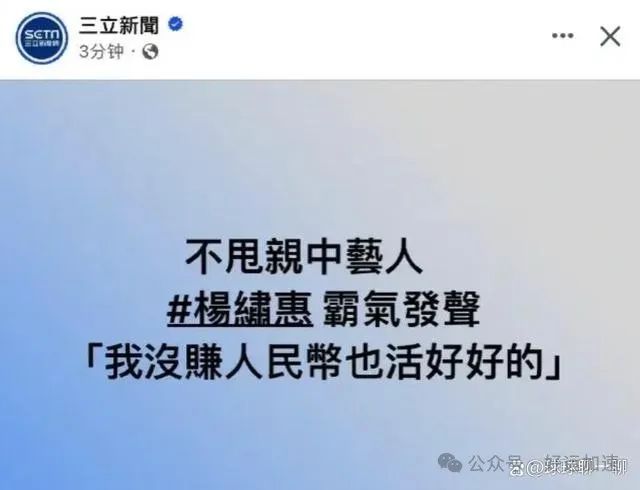 演员杨绣惠发文表明立场：我是台湾人，不赚人民币也能逍遥自在？  第2张